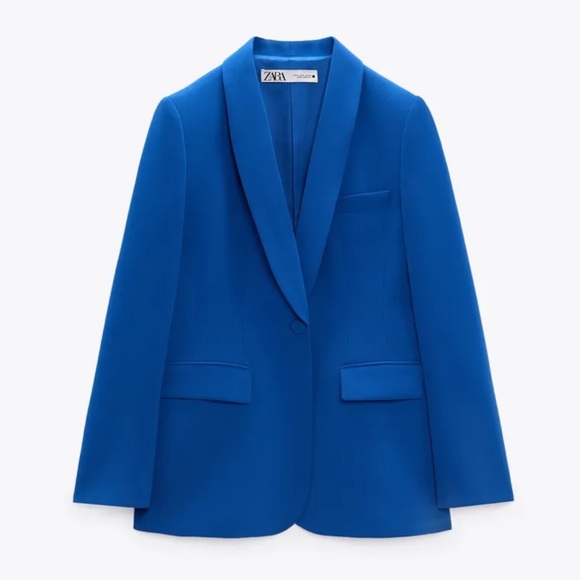 Zara NWT blue tuxedo dinner blazer jacket - Picture 7 of 8